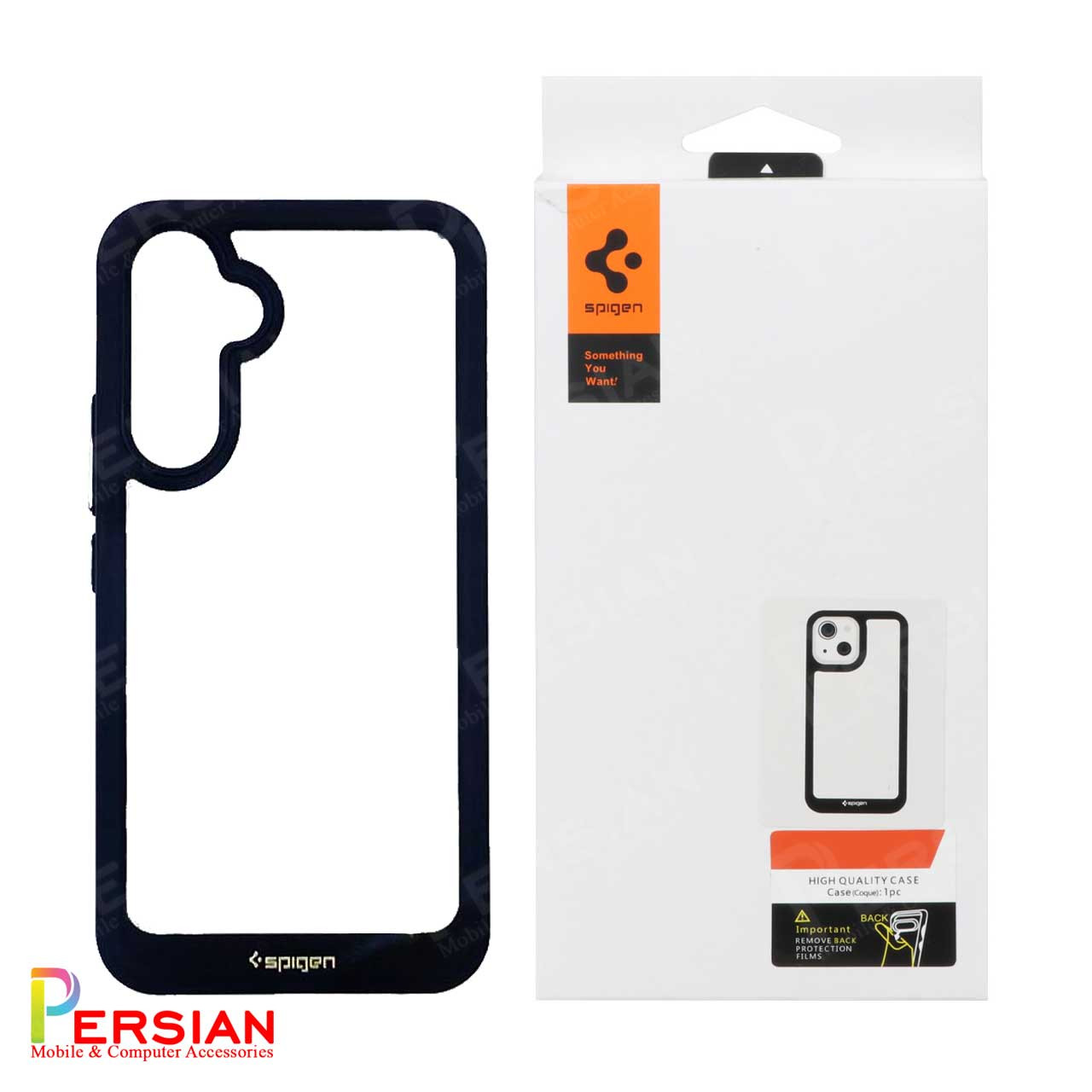 قاب سامسونگ A54 اسپیگن مدل دور مشکی شفاف لنز برجسته  Spigen Black TPU Clear Case Samsung A54