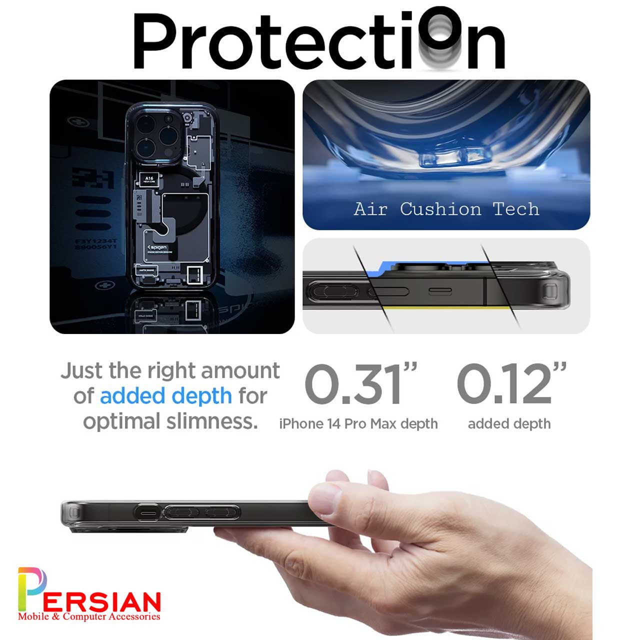 قاب آیفون 16 پرومکس طرح تکنولوژی برند اسپیگن Spigen Ultra Hybrid Mag Zero One Case iPhone 16 Pro Max