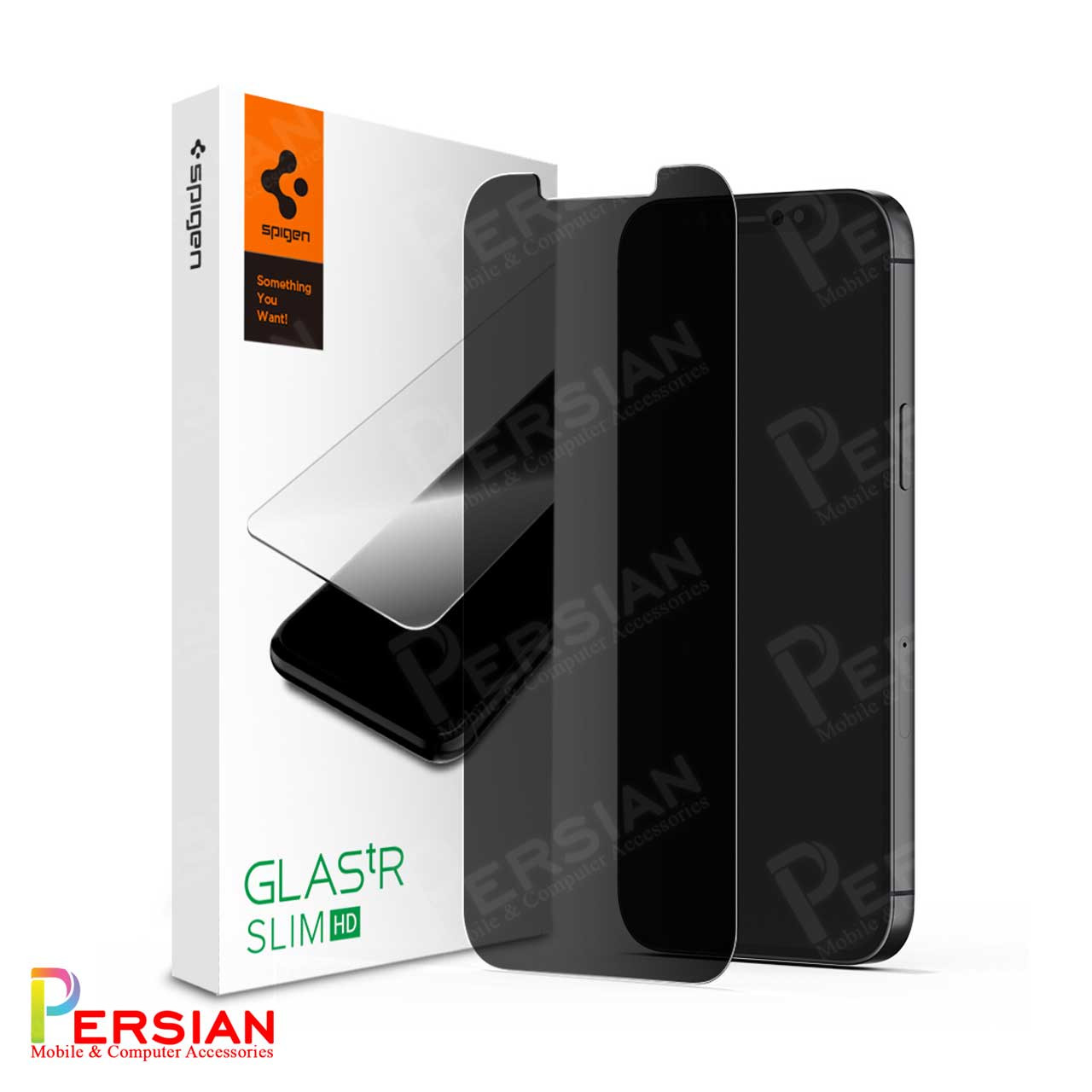گلس Privacy آیفون 12 برند Spigen مدل Spigen GLASS.TR iPhone 12 Privacy SLIM HD