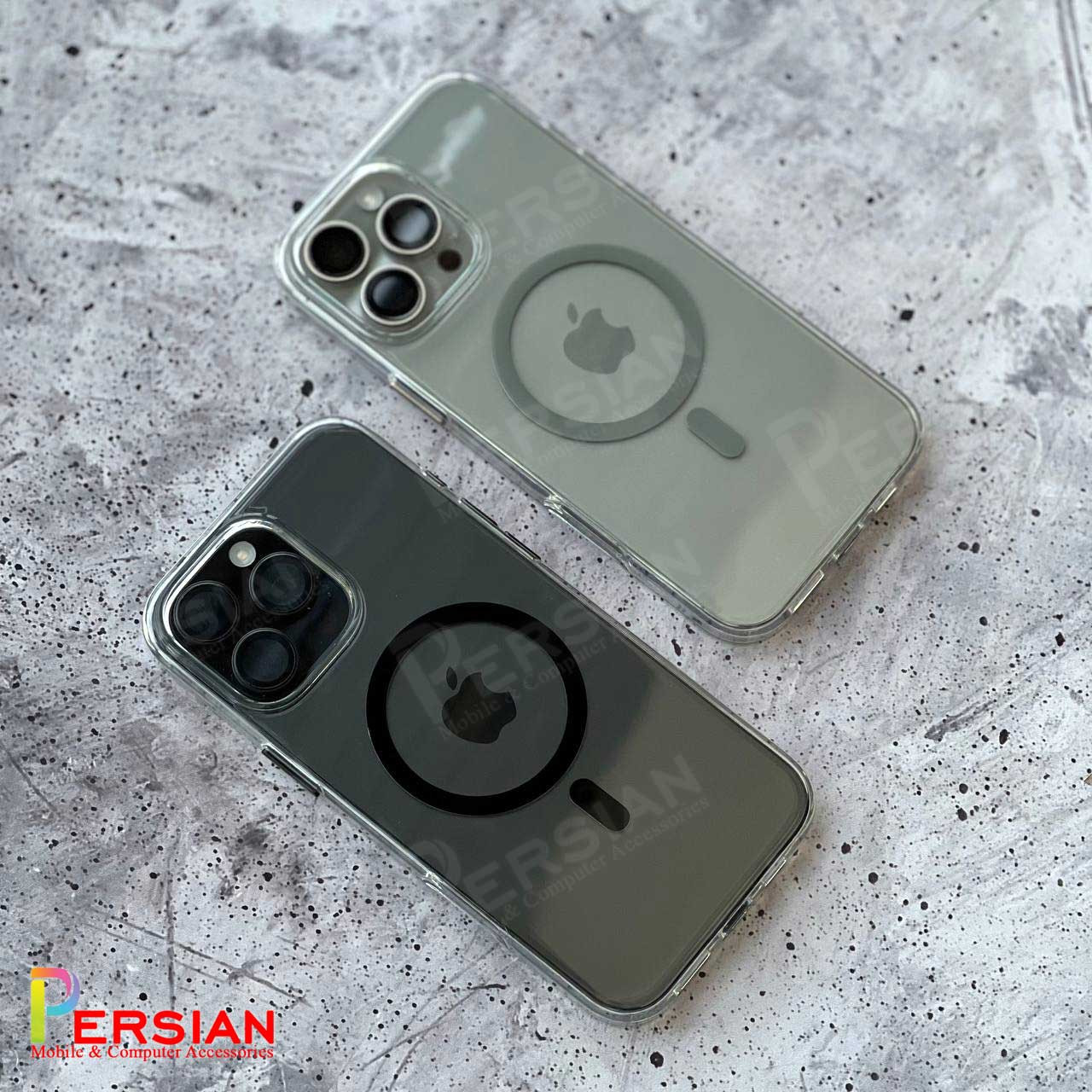 قاب گوشی آیفون 16 پرومکس تمام شفاف کریستالی با مگ سیف مدل آیرون مجیک Magic Mask Iron Magic iPhone 16 Pro Max
