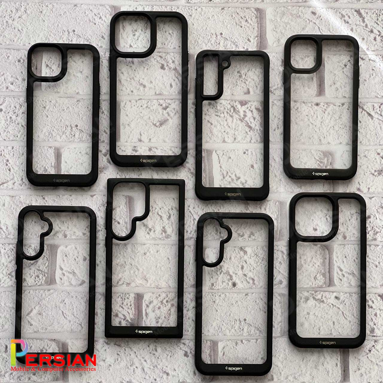 قاب سامسونگ اس 23 FE اسپیگن مدل دور مشکی شفاف لنز برجسته Spigen Black TPU Clear Case Samsung S23 FE