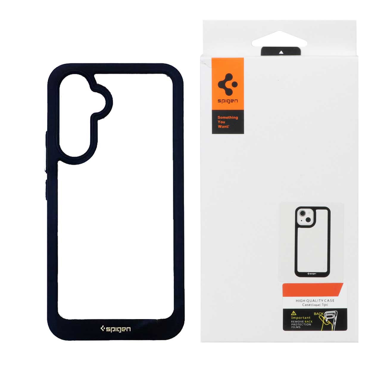 قاب سامسونگ A14 اسپیگن مدل دور مشکی شفاف لنز برجسته Spigen Black TPU Clear Case Samsung A14