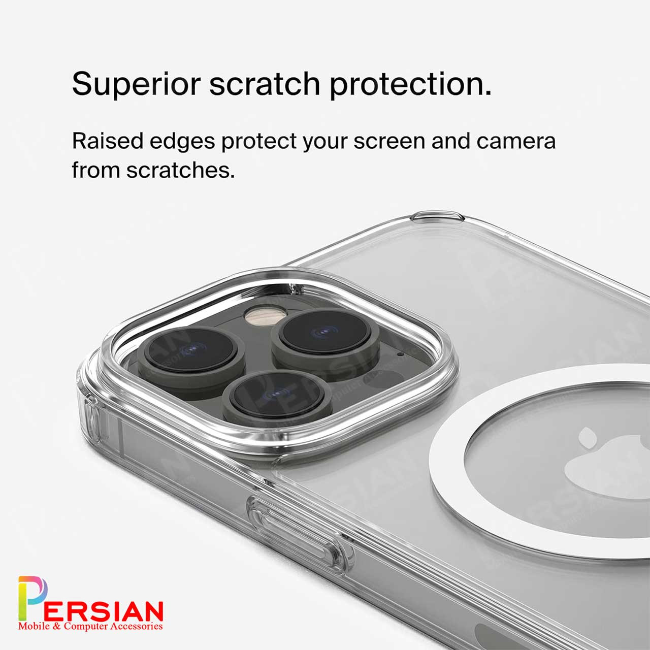 قاب شفاف گوشی آیفون 17 برند بلکین با مگ سیف و دکمه و رینگ متال Belkin For IPhone 17