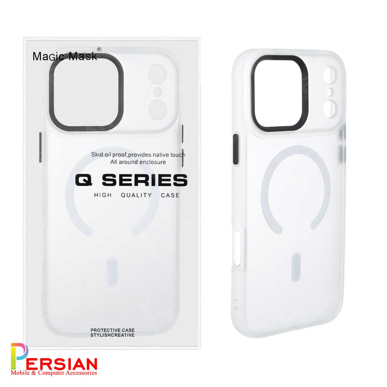 قاب گوشی آیفون 17 پرومکس پشت مات لنز برجسته مگ سیف مجیک ماسک Magic Mask MagSafe Matte Case iPhone 17 Pro Max