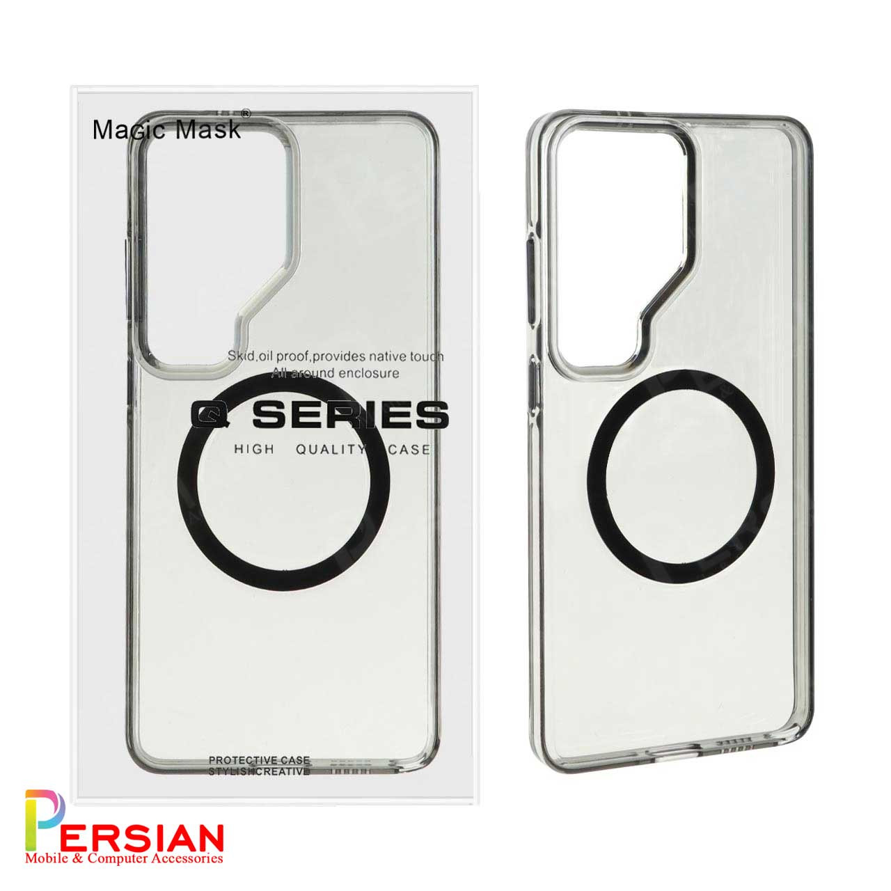 قاب گوشی سامسونگ S26 الترا تمام شفاف کریستالی با مگ سیف Magic Mask Clear Crystal Samsung S26 Ultra