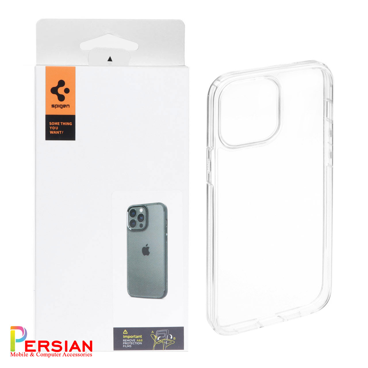 قاب گوشی آیفون 15 پرومکس تمام شفاف برند اسپیگن Spigen Ultra Hybrid Case iPhone 15 Pro Max