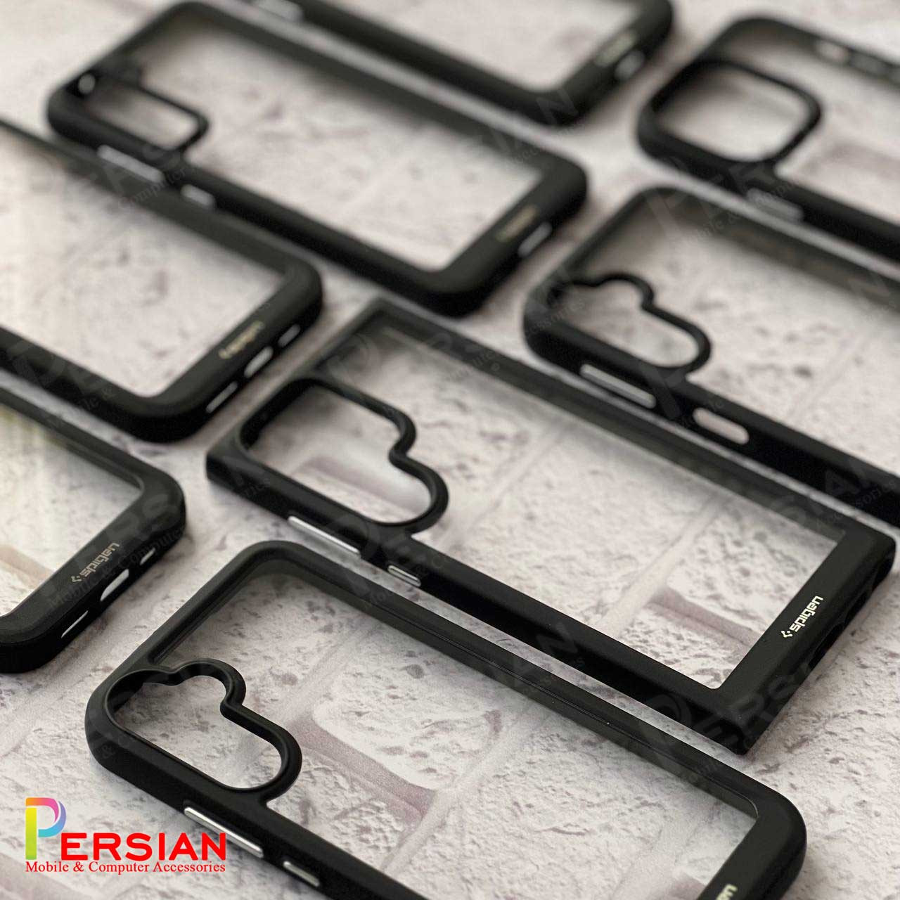 قاب سامسونگ اس 23 FE اسپیگن مدل دور مشکی شفاف لنز برجسته Spigen Black TPU Clear Case Samsung S23 FE