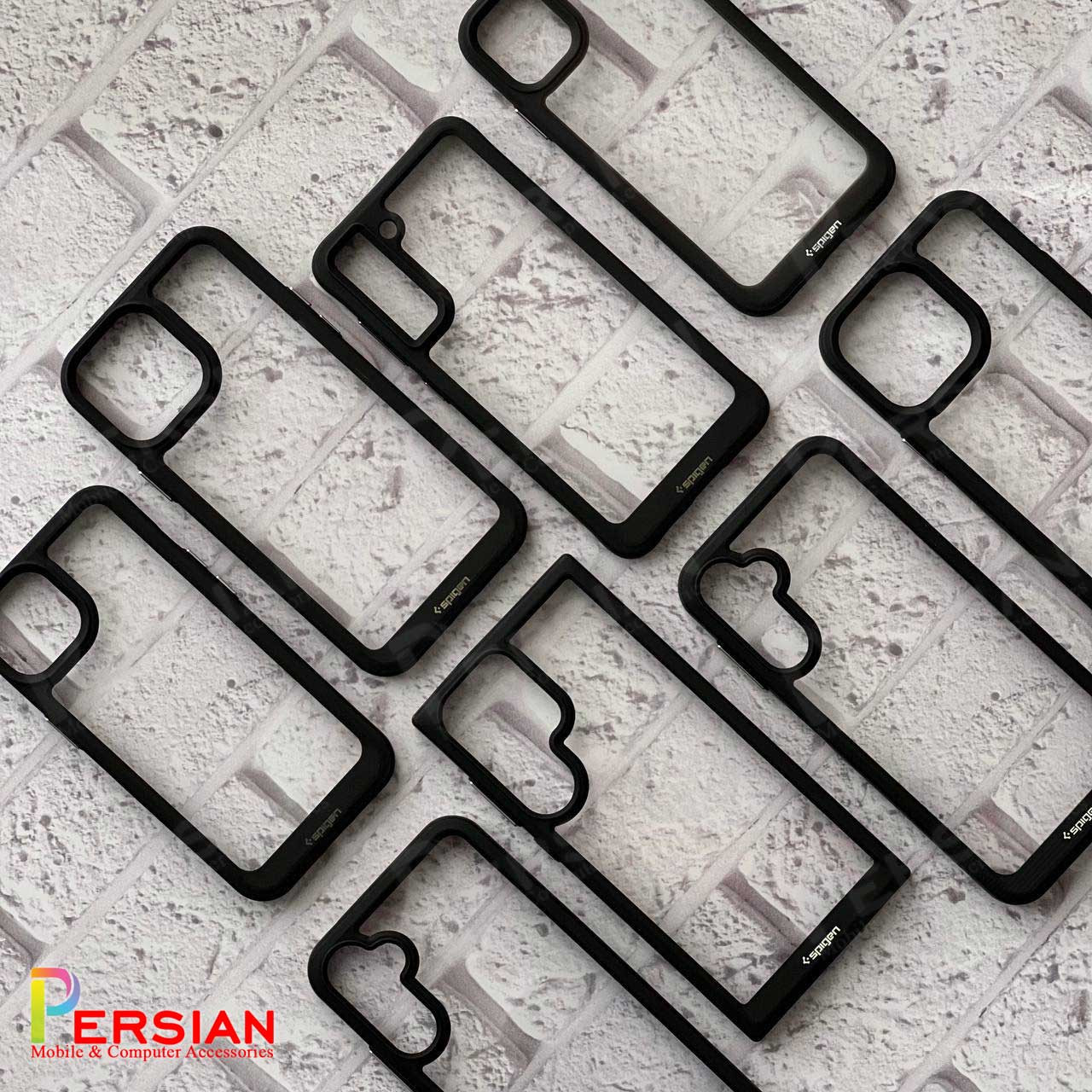 قاب آیفون 14 اسپیگن مدل دور مشکی شفاف لنز برجسته Spigen Black TPU Clear Case IPhone 14