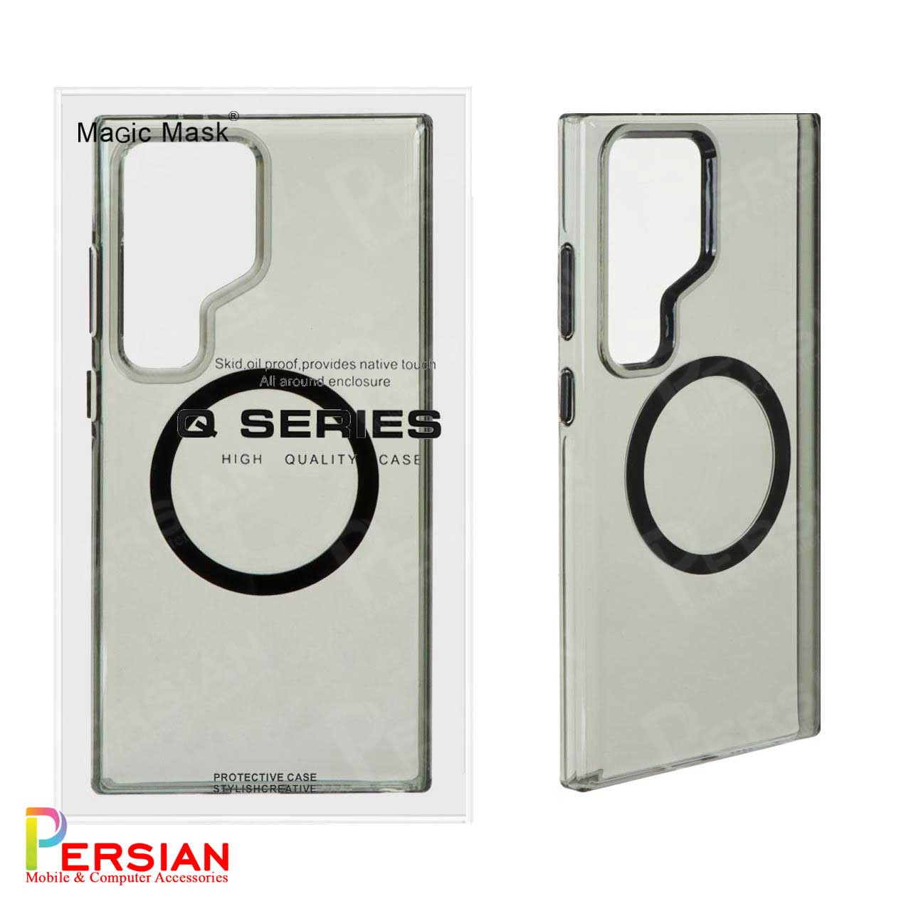قاب گوشی سامسونگ S24 الترا تمام شفاف کریستالی با مگ سیف مدل آیرون مجیک Magic Mask Iron Magic Samsung S24 Ultra
