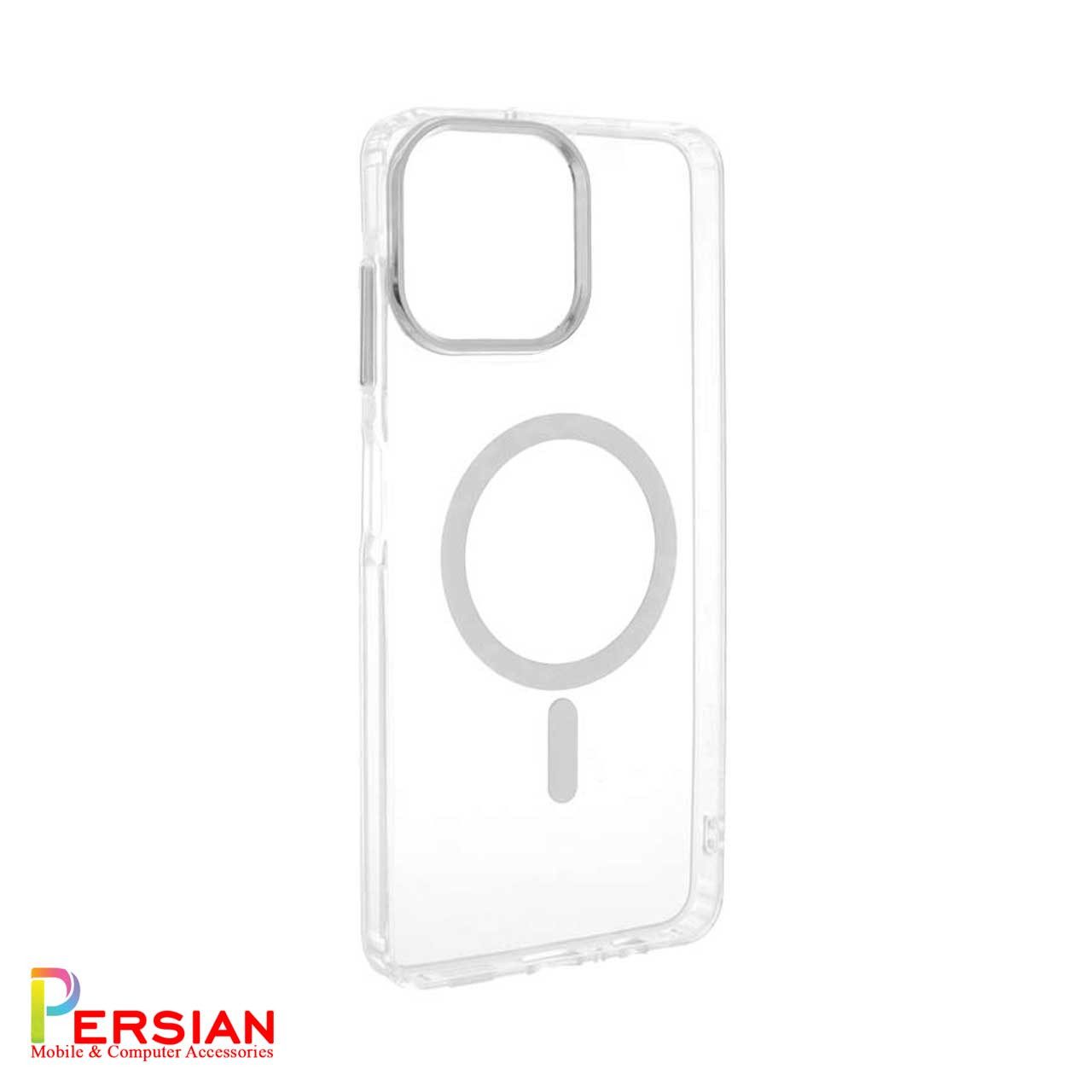 قاب شفاف گوشی سامسونگ A06 برند بلکین با مگ سیف و دکمه و رینگ متال Belkin For Samsung A06