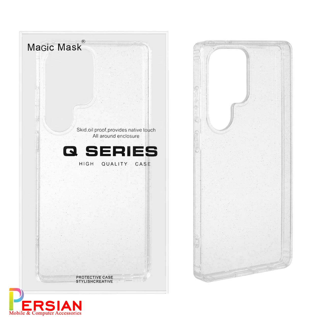 قاب شفاف شاین اکلیلی سامسونگ S24 الترا  برند مجیک ماسک MagicMask Sparkle Samsung S24 Ultra