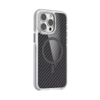 قاب مگ سیف دار گوشی آیفون 16 پرومکس طرح کربن برند مجیک با لنز و دکمه متال Magic Carbon Metal Magsafe iPhone 16  Pro Max